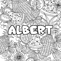 Coloración del nombre ALBERT - decorado mandala de frutas