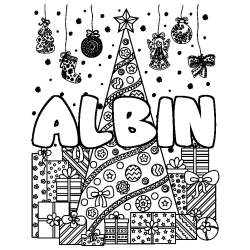 Coloración del nombre ALBIN - decorado árbol de Navidad y regalos