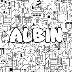 Coloración del nombre ALBIN - decorado ciudad