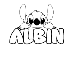 Coloración del nombre ALBIN - decorado Stitch