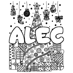 Coloración del nombre ALEC - decorado árbol de Navidad y regalos