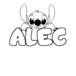 Coloración del nombre ALEC - decorado Stitch