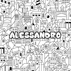 Coloración del nombre ALESSANDRO - decorado ciudad