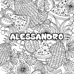 Coloración del nombre ALESSANDRO - decorado mandala de frutas