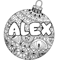 Coloración del nombre ALEX - decorado bola de Navidad