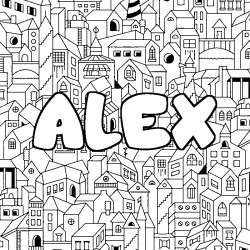 Coloración del nombre ALEX - decorado ciudad