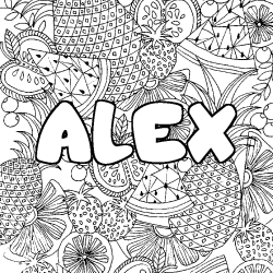 Coloración del nombre ALEX - decorado mandala de frutas