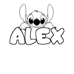 Coloración del nombre ALEX - decorado Stitch