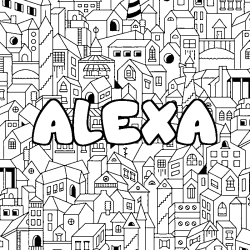 Coloración del nombre ALEXA - decorado ciudad