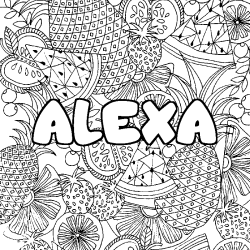 Coloración del nombre ALEXA - decorado mandala de frutas