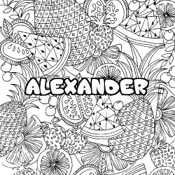 Coloración del nombre ALEXANDER - decorado mandala de frutas