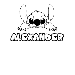 Coloración del nombre ALEXANDER - decorado Stitch