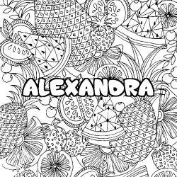 Coloración del nombre ALEXANDRA - decorado mandala de frutas