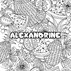 Coloración del nombre ALEXANDRINE - decorado mandala de frutas