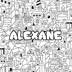 Coloración del nombre ALEXANE - decorado ciudad