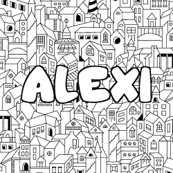 Coloración del nombre ALEXI - decorado ciudad