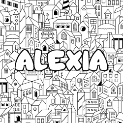 Coloración del nombre ALEXIA - decorado ciudad