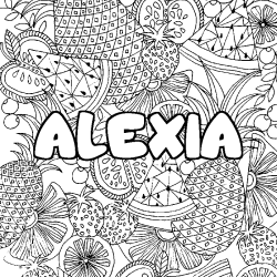 Coloración del nombre ALEXIA - decorado mandala de frutas