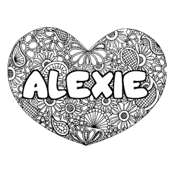 Coloración del nombre ALEXIE - decorado mandala de corazón