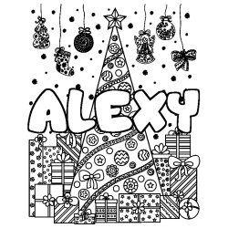 Coloración del nombre ALEXY - decorado árbol de Navidad y regalos