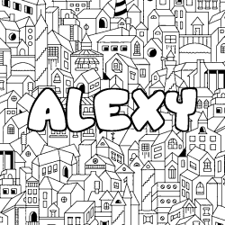 Coloración del nombre ALEXY - decorado ciudad