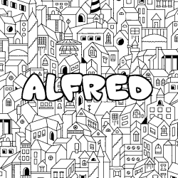 Coloración del nombre ALFRED - decorado ciudad