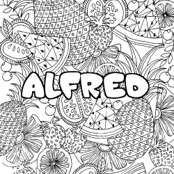 Coloración del nombre ALFRED - decorado mandala de frutas