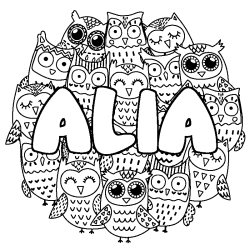 Coloración del nombre ALIA - decorado búhos