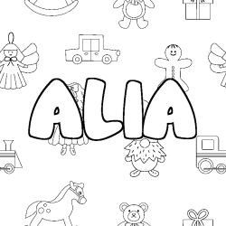 Dibujo para colorear ALIA - decorado juguetes