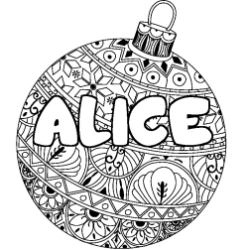 Dibujo para colorear ALICE - decorado bola de Navidad