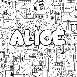 Coloración del nombre ALICE - decorado ciudad