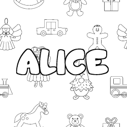 Coloración del nombre ALICE - decorado juguetes