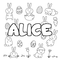 Coloración del nombre ALICE - decorado Pascua
