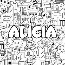 Coloración del nombre ALICIA - decorado ciudad