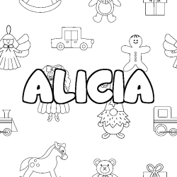 Dibujo para colorear ALICIA - decorado juguetes