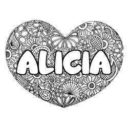Dibujo para colorear ALICIA - decorado mandala de coraz&oacute;n