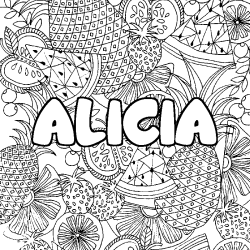 Dibujo para colorear ALICIA - decorado mandala de frutas