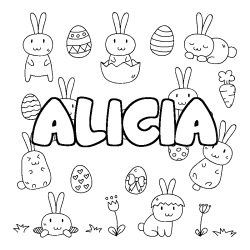 Coloración del nombre ALICIA - decorado Pascua