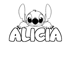 Coloración del nombre ALICIA - decorado Stitch