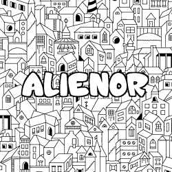 Coloración del nombre ALIENOR - decorado ciudad