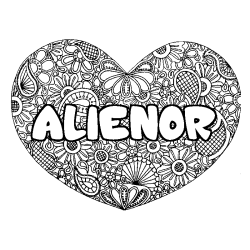 Coloración del nombre ALIENOR - decorado mandala de corazón