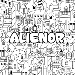 Coloración del nombre ALIÉNOR - decorado ciudad