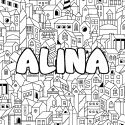 Coloración del nombre ALINA - decorado ciudad