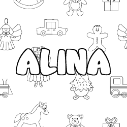 Coloración del nombre ALINA - decorado juguetes