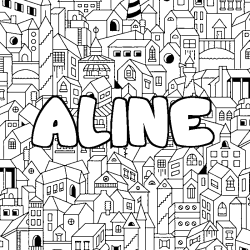 Dibujo para colorear ALINE - decorado ciudad