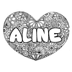 Coloración del nombre ALINE - decorado mandala de corazón