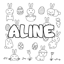 Coloración del nombre ALINE - decorado Pascua