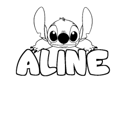 Coloración del nombre ALINE - decorado Stitch
