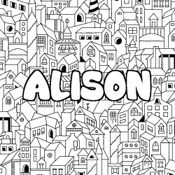 Coloración del nombre ALISON - decorado ciudad