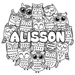 Coloración del nombre ALISSON - decorado búhos